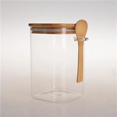 Square Storage Jar nrog xyoob hau thiab diav